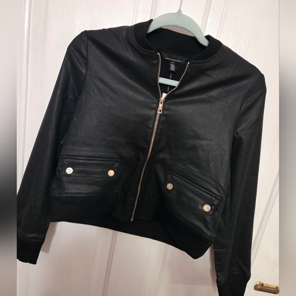 White House Black Market Sleek Black Bomber Jacket - Picture 3 of 5